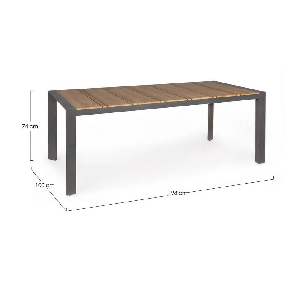 Tavolo da Giardino in Alluminio e Polywood Effetto Teak 198x100 - MESSENGER