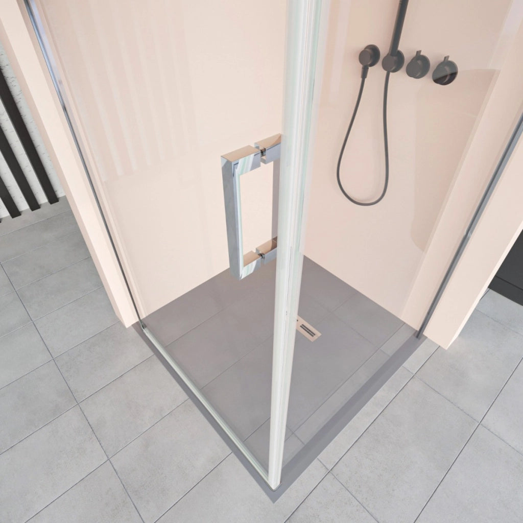 Box doccia angolare con porta battente e lato fisso h195cm 6mm salema, misura 70x70
