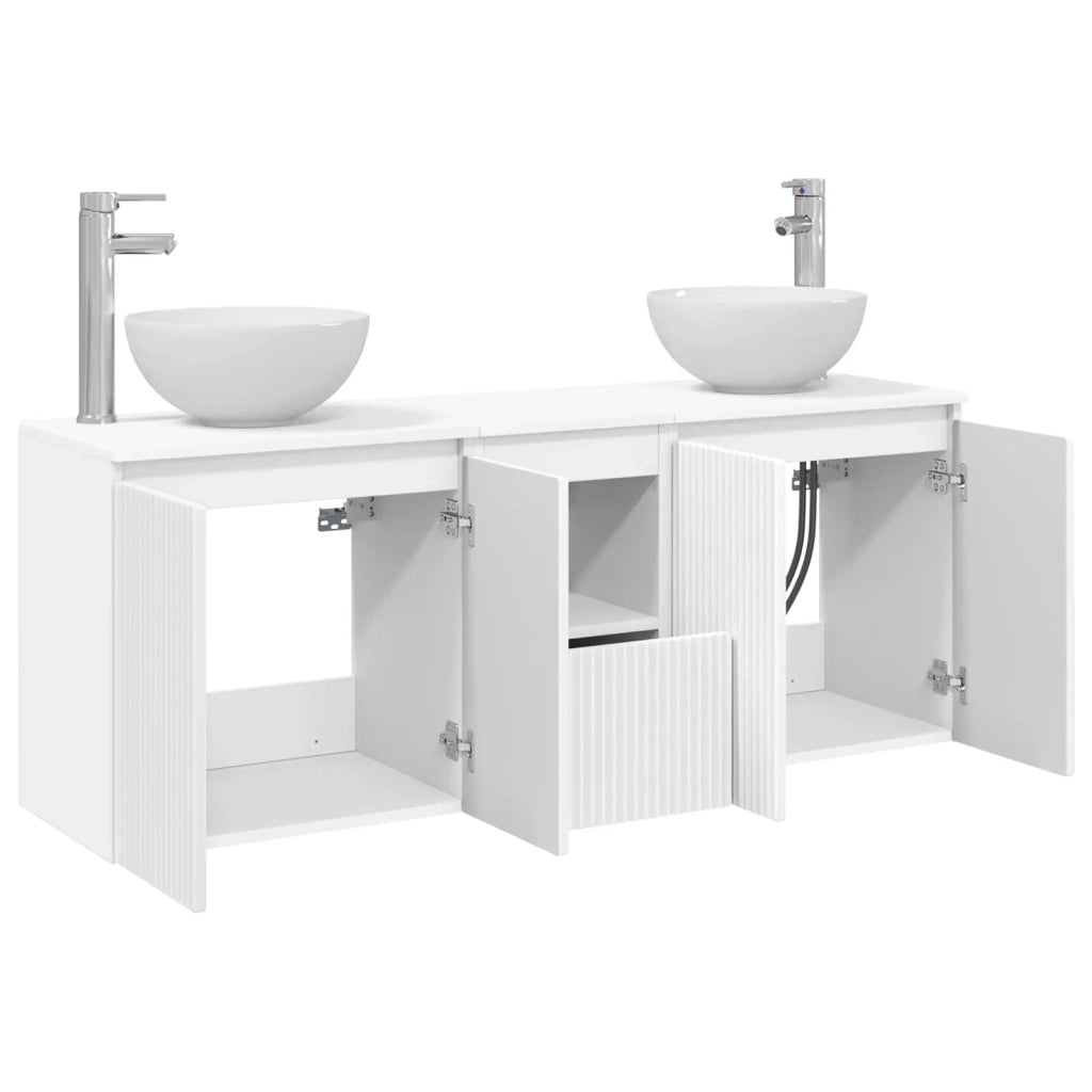 Set di Armadi da Bagno 3 pz Bianco 129 x 35 x 80 cm 3405617