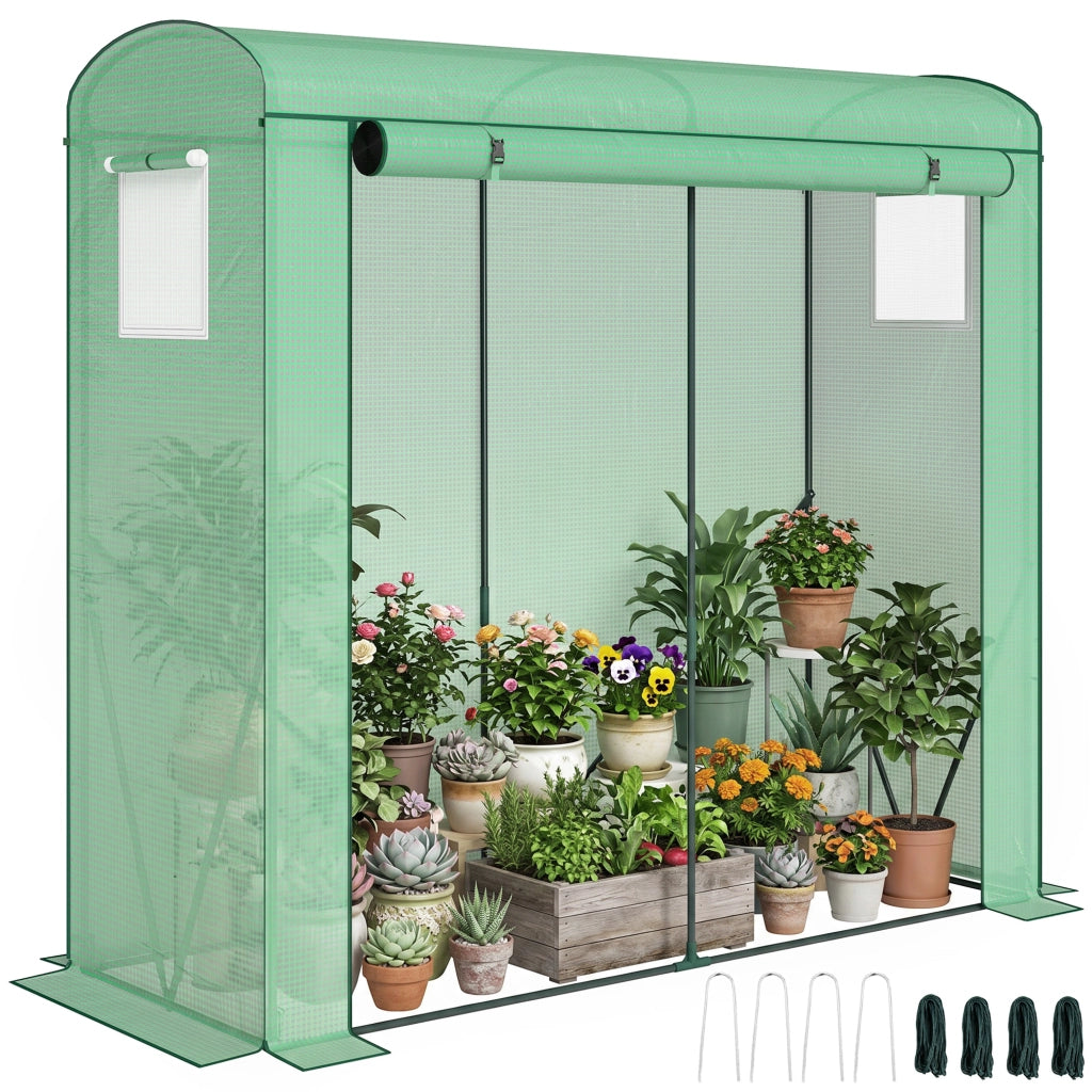 Serra da giardino in acciaio con rete e porta a rullo ¨C Minimal ¨C Verde 200x75x188 cm