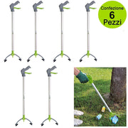 Multipack da 6 pz pinza raccoglitutto rifiuti oggetti siringhe pulizia strada con ventose lunghezza totale cm 87