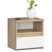Comodino AKORD CL1 Sonoma Quercia 40 cm 1 cassetto inserto frontale Bianco 40x35x40 cm