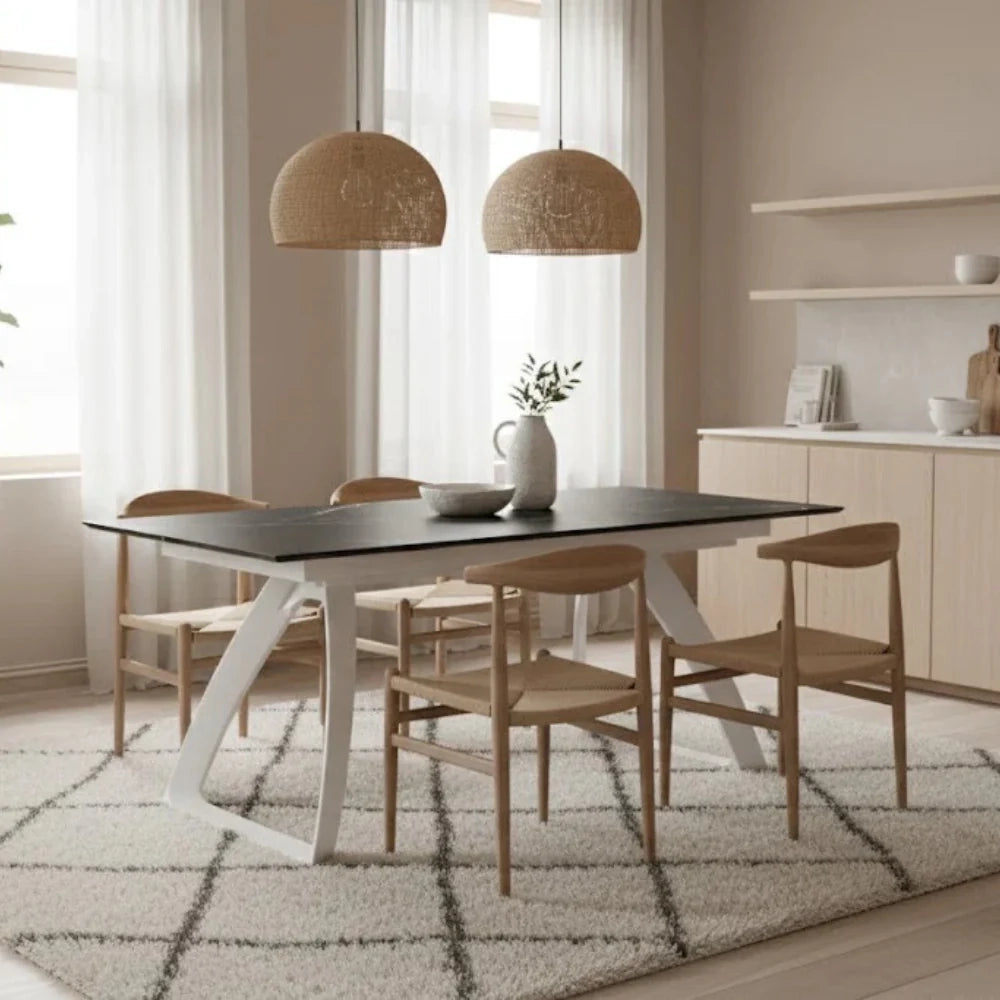 Tavolo da pranzo allungabile in HPL effetto marmo nero Grayson 170-270x90 cm fino a 12 posti Made in Italy | Duzzle