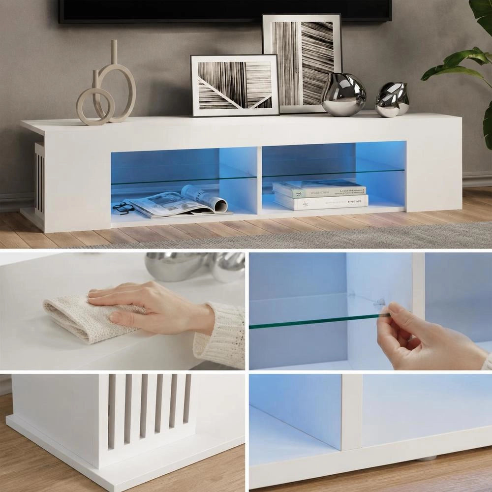 TV Cabinet With LED Lights White 135x39x30 Cm