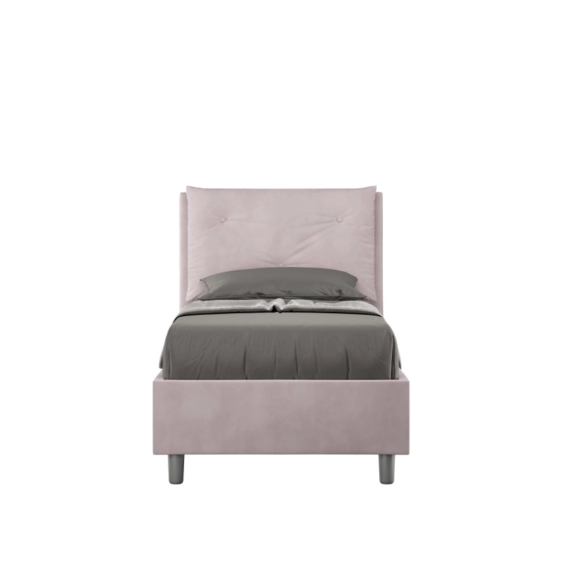Letto imbottito Singolo 80x210 cm Appia - Con rete,Glicine,Microfibra