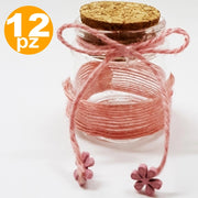 Trade Shop - Bomboniera Ampolla Colorre Rosa In Vetro Con Tappo Sughero Nastro Portaconfetti -
