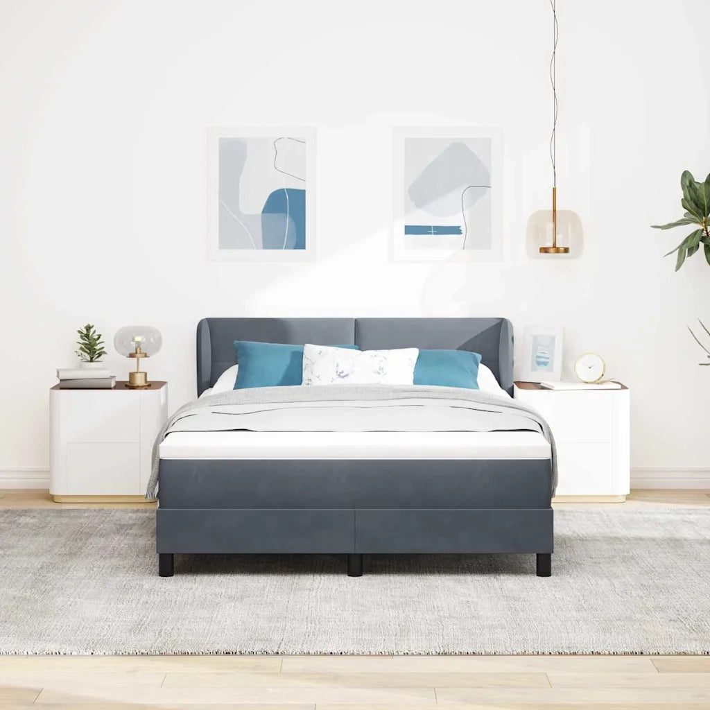 Letto a molle con testiera Grigio scuro 140 x 200 cm Velluto 3340389