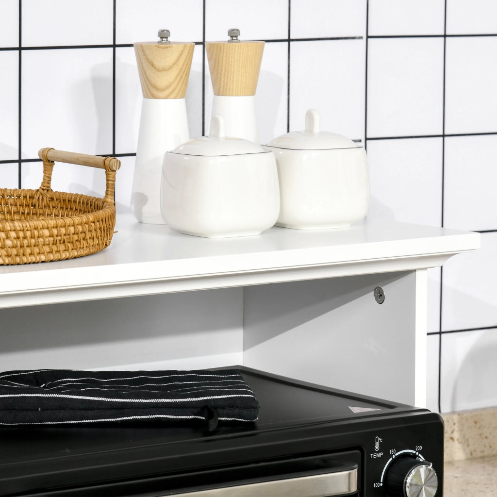 Mobile Cucina per Microonde 60x40x122,5 cm con Cassetto e Armadietto 2 Ante in MDF Bianco
