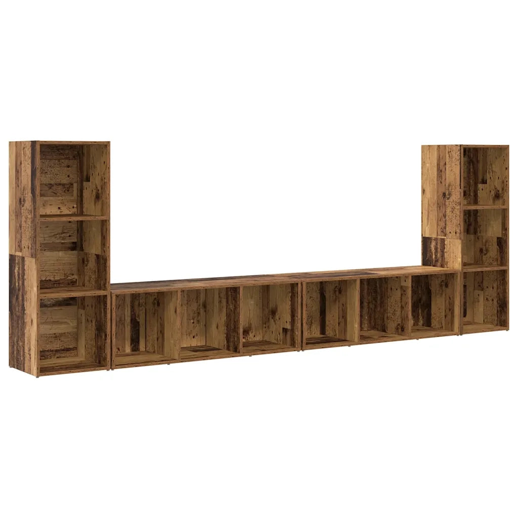 Set mobile TV 4 pz-Set di 4 Credenza per TV Legno vecchio 37 x 35 x 107,5 cm