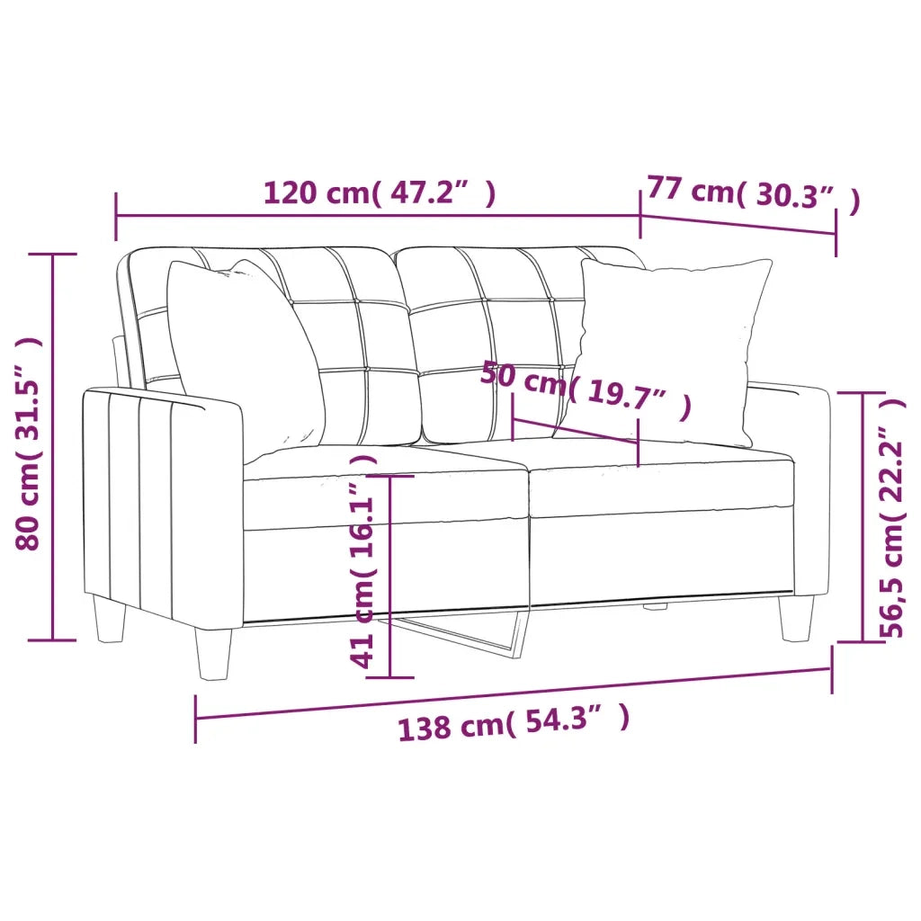 Divano | Divano da soggiorno | Sofa a 2 Posti con Cuscini Cappuccino 120 cm in Similpelle