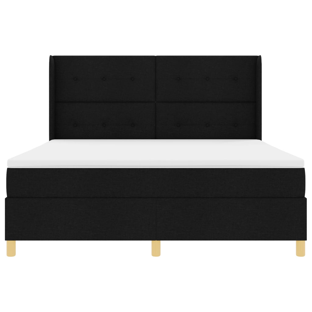 Letto Box Spring  con Materasso e LED Nero 180x200 cm Tessuto