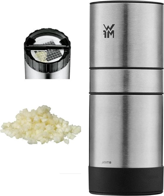Affettatrice di aglio da cucina 15 cm in acciaio inossidabile Cromargan - affetta blocchi di aglio - coperchio chiuso di aglio pressa
