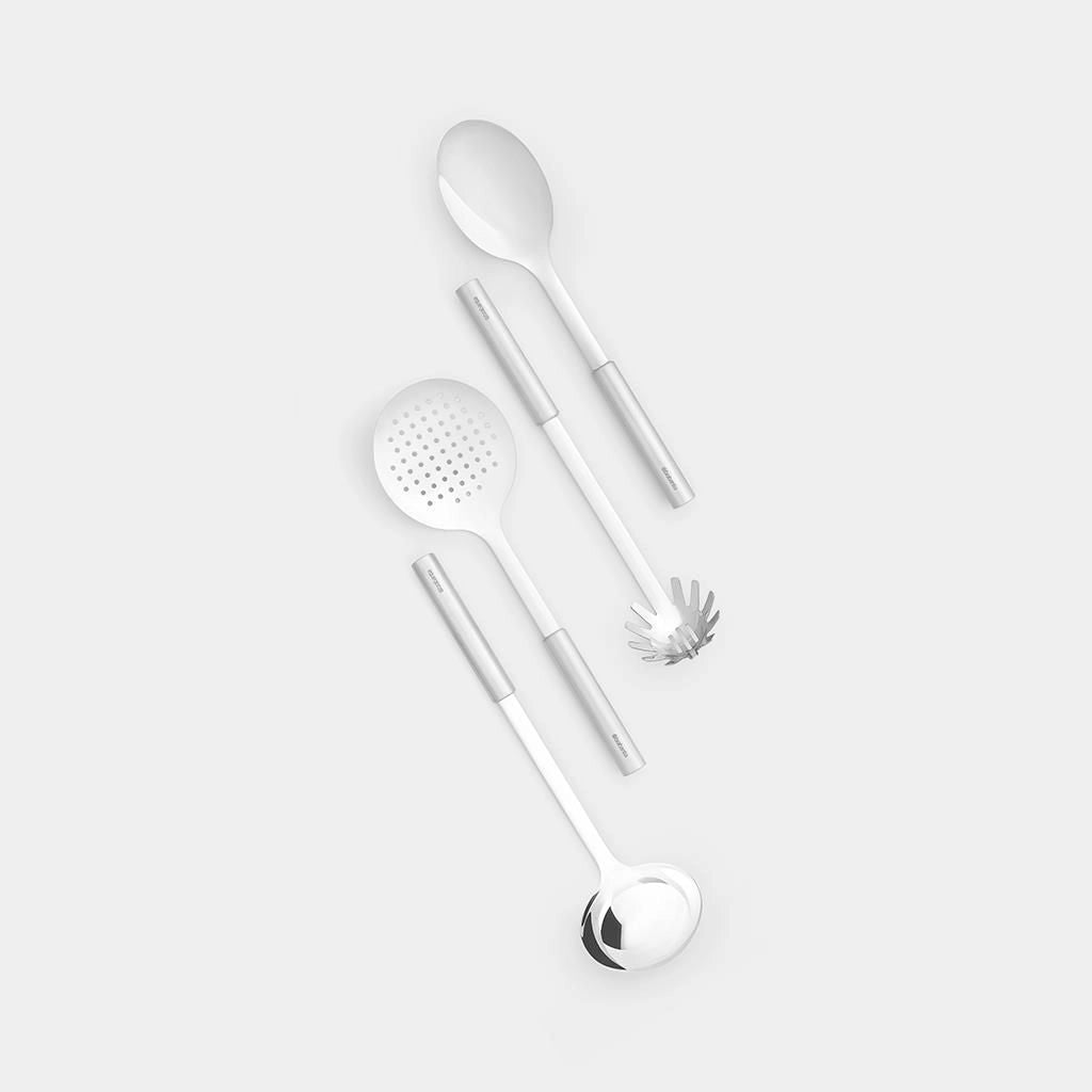 Brabantia 260148 Profile Set di Utensili da Cucina 4 Pezzi Acciaio Inox Lavabili in Lavastoviglie colore Acciaio Satinato