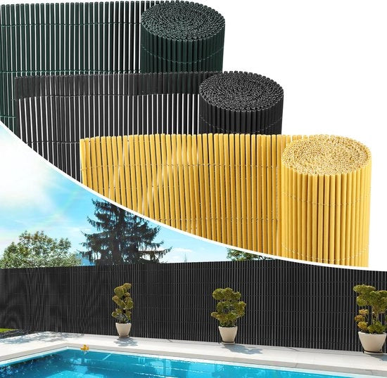 Schermo per privato 1,6x5m in PVC, separazione per giardino e terrazza, protezione da vento e pioggia, resistente all'UV, colore antracite