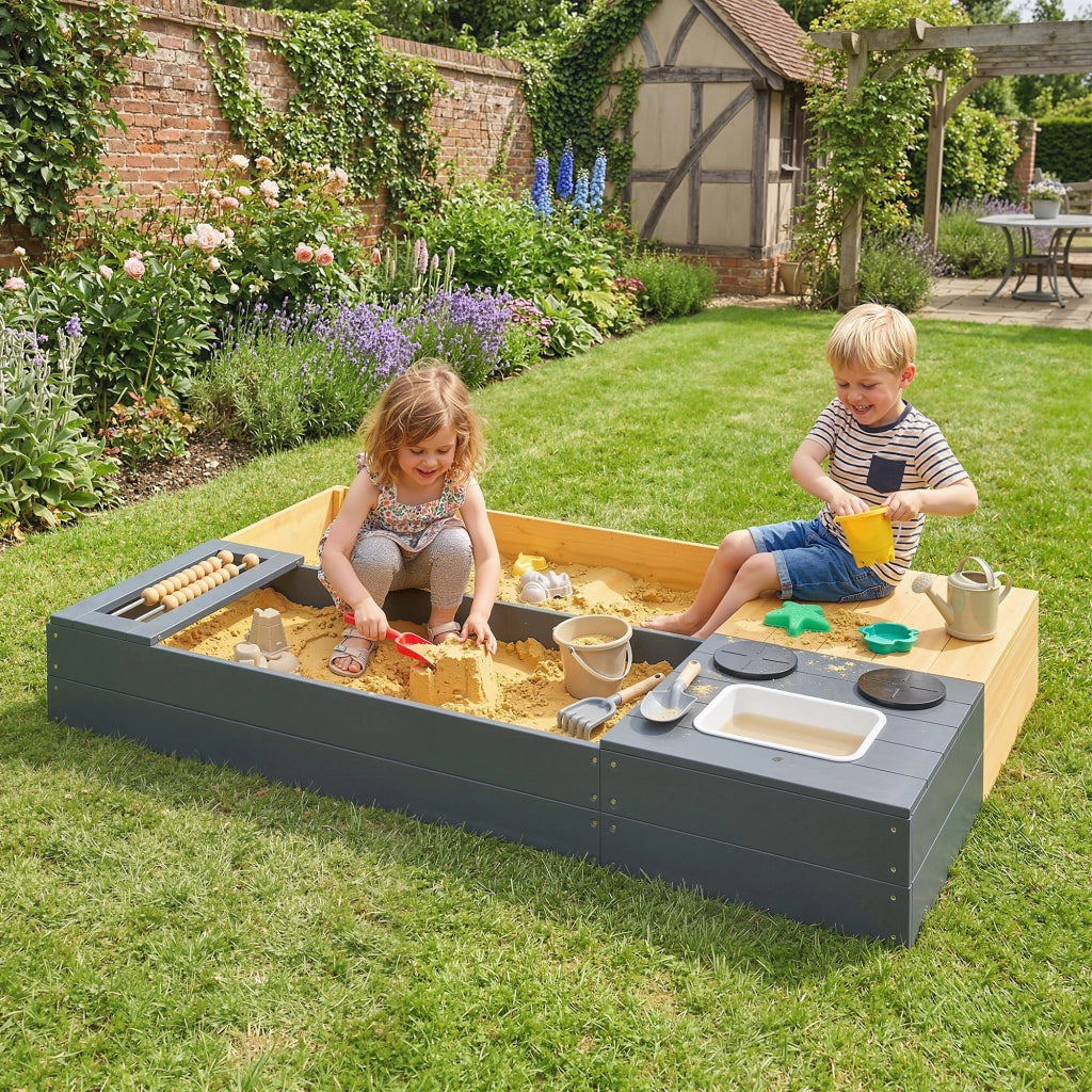 Sandbox 2 Pezzi con Siedibanca e Lavabo Rimovibile ¨C Zephmum ¨C Legno 150x90cm Giallo