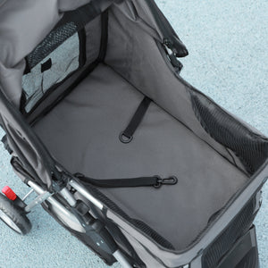 Passeggino per Cani Pieghevole 75x45x97 cm con Portabicchieri e Cestino in Tessuto Grigio Carbone