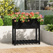 Fioriera con Mensola Nera 82,5x34,5x81cm Legno Massello di Pino 823763