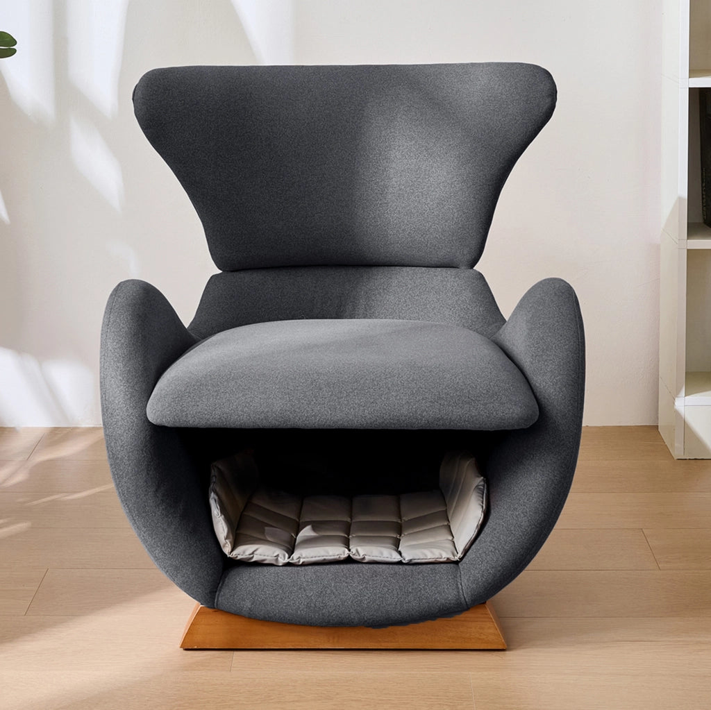 Poltrona lounge con cuccia integrata per animali; tessuto antigraffio; grigia; 66 x 69 x 76 cm
