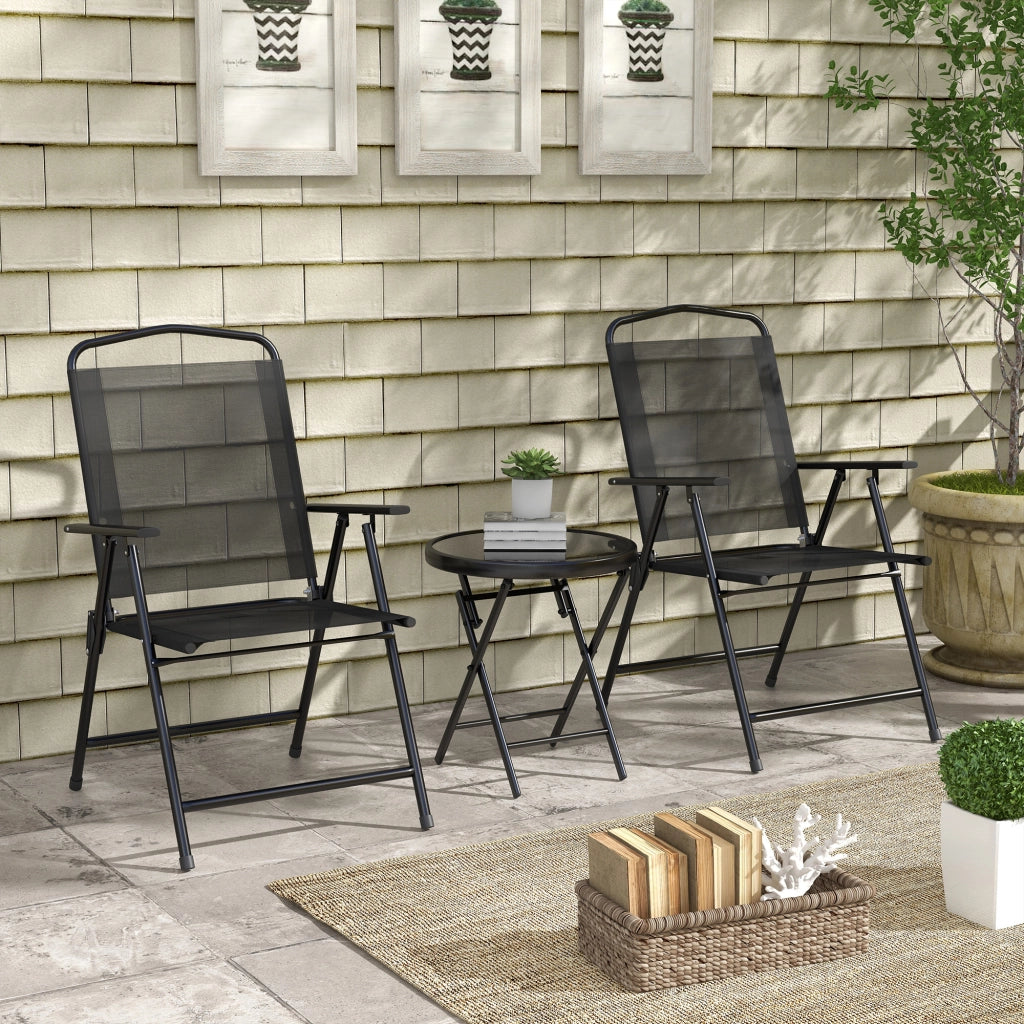 Set Giardino 3 Pezzi con Sedie e Tavolino ¨C zephmum ¨C Metallo Nero