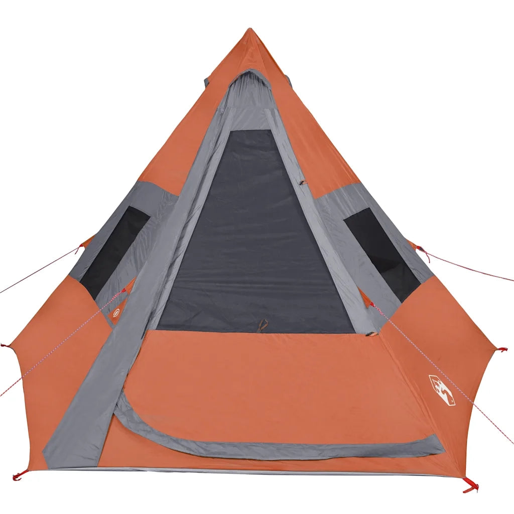 Tenda da Campeggio Tipi 7 Persone-Tenda per Famiglie Arancione Impermeabile
