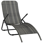Sedia a sdraio lettino prendisole lettino da giardino mobili da giardino mobili da esterno pieghevoli resina di vimini grigia 02_0012885