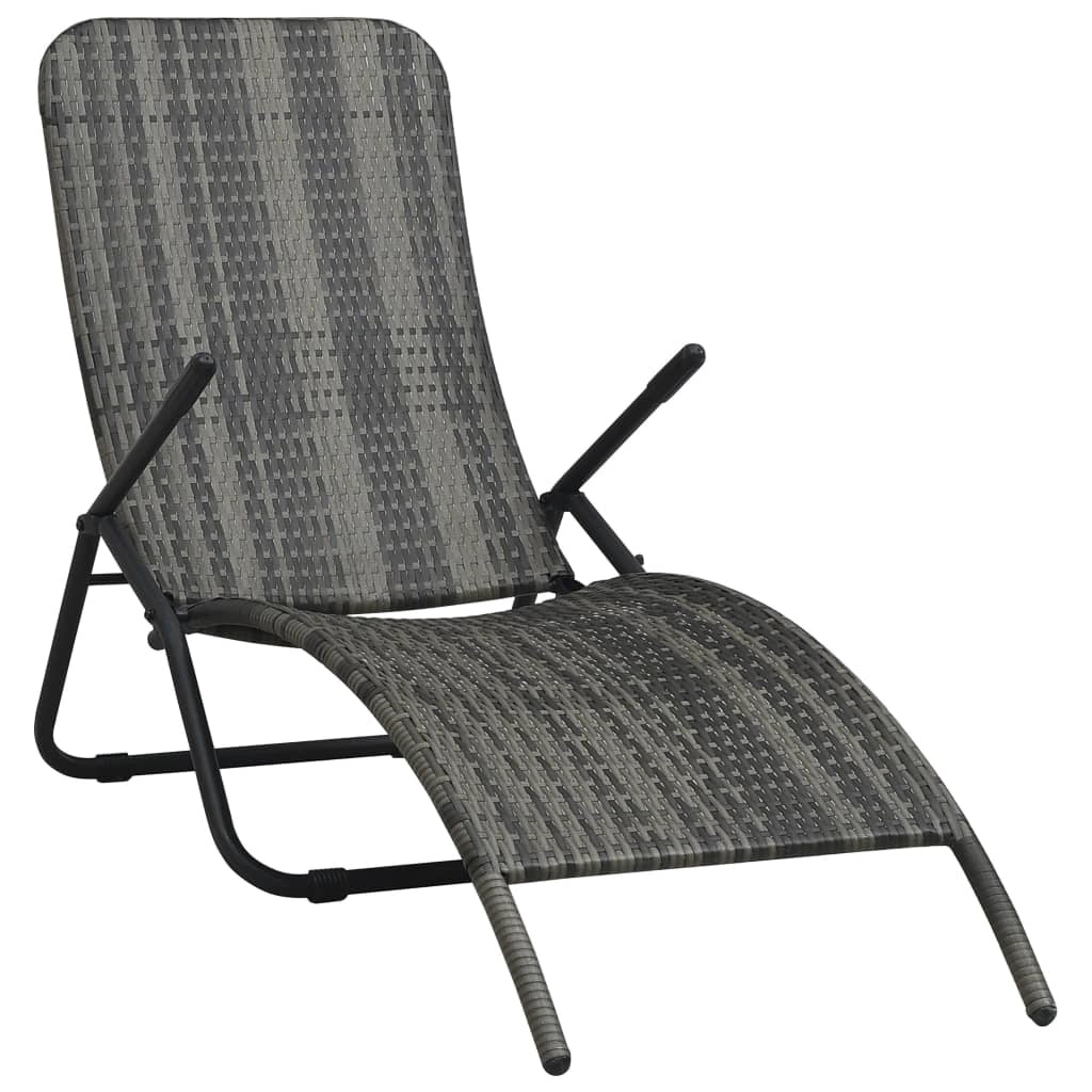 Sedia a sdraio lettino prendisole lettino da giardino mobili da giardino mobili da esterno pieghevoli resina di vimini grigia 02_0012885