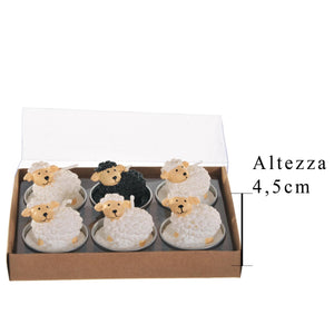 Set 18 Candele a Forma di Pecore H 45 cm