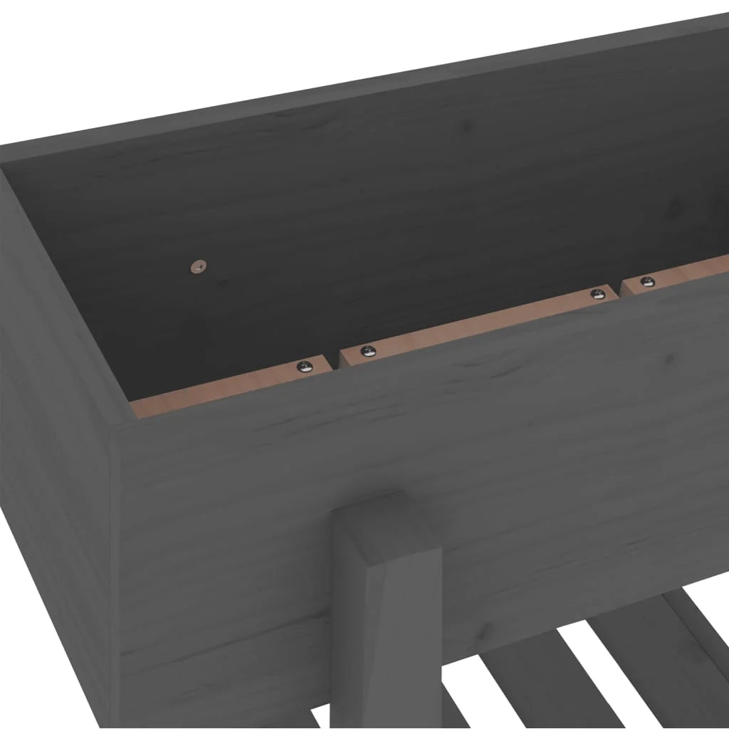 Fioriera rialzata per piante fiori terrazza giardino 62 x 30 x 69 cm legno massello di pino grigio 02_0037748