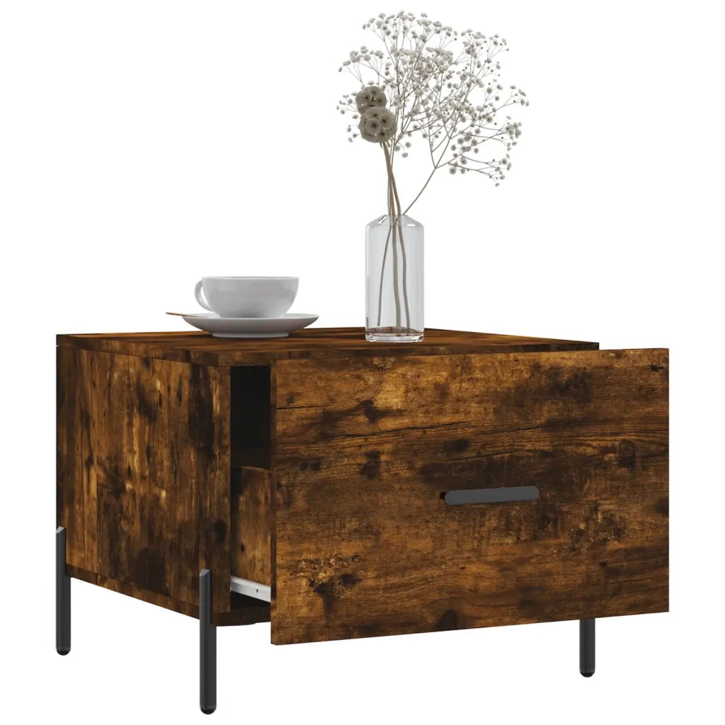 Tavolino da Salotto Rovere Fumo 50x50x40 cm Legno Multistrato 829422