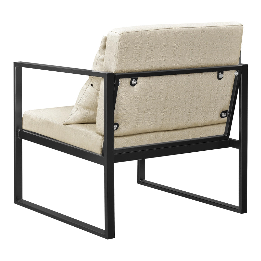 Set di 2 Poltrone con Telaio in Ferro Schienale Sedile e Cuscino Imbottiti - Beige [en.casa]