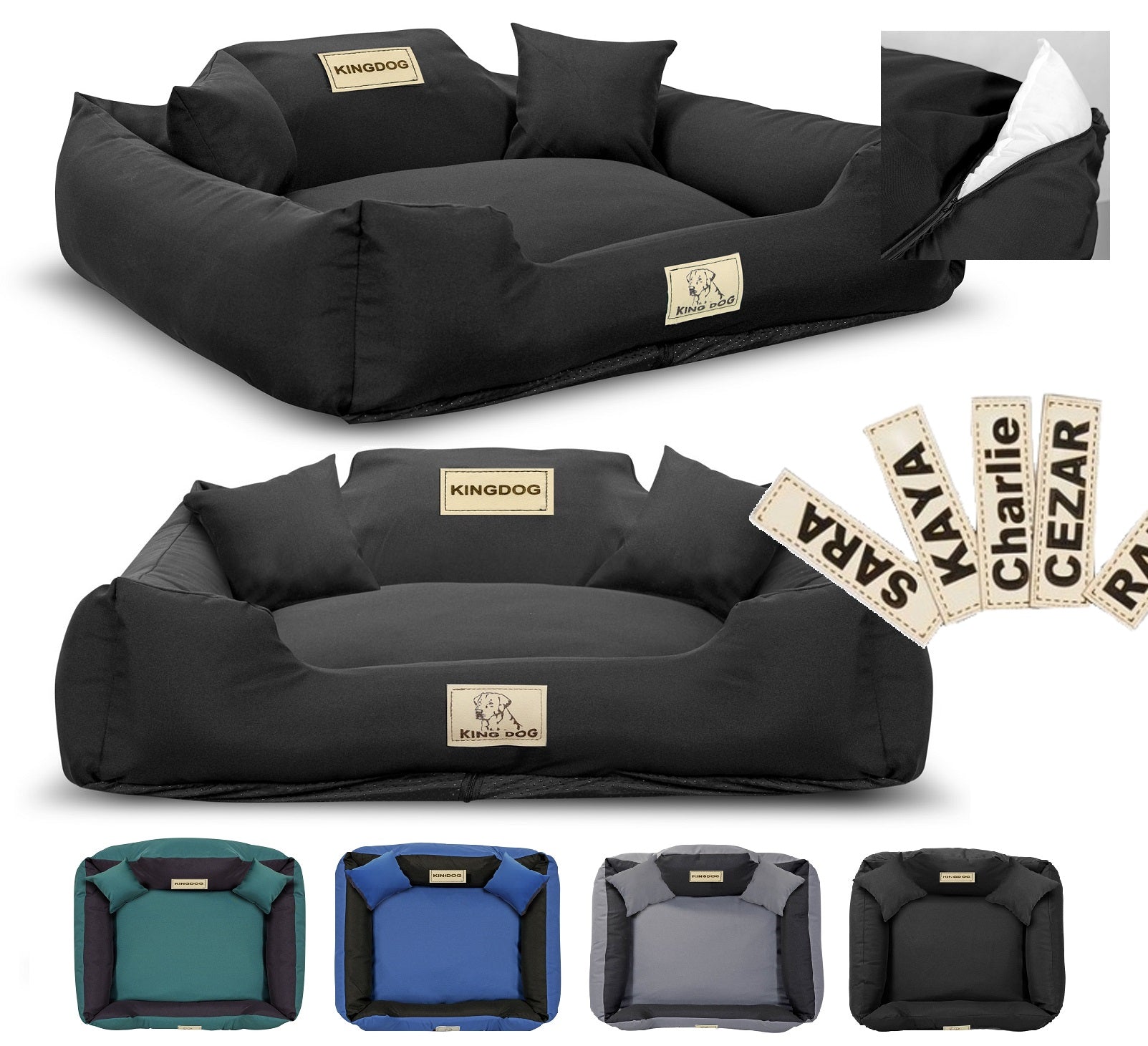 AIO FACTORY 115x95 cm KINGDOG MM43 Cuccia per cani personalizzabile nera