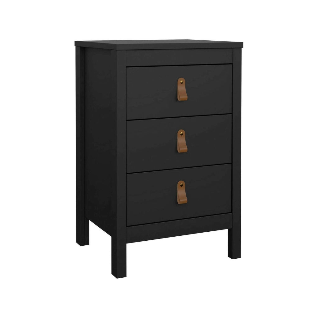 Comodino Lombardia, Comò basso, Tavolino da notte, Mensola da letto, 44x38 h70 cm, Nero