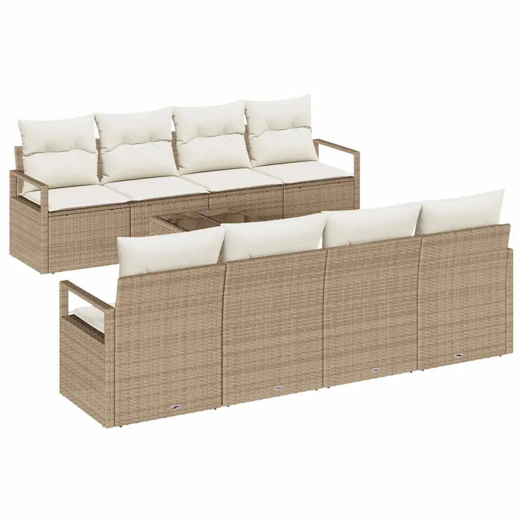 Set di divani con cuscino 7 pcs Beige e Crema polyrattan 3346311