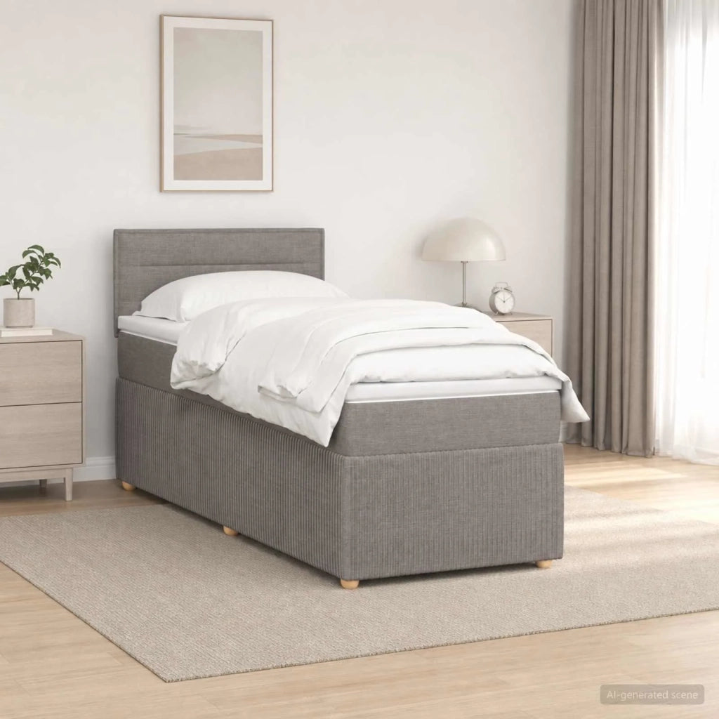 Letto box spring con materasso Tortora 80 x 200 cm Tessuto 3451332