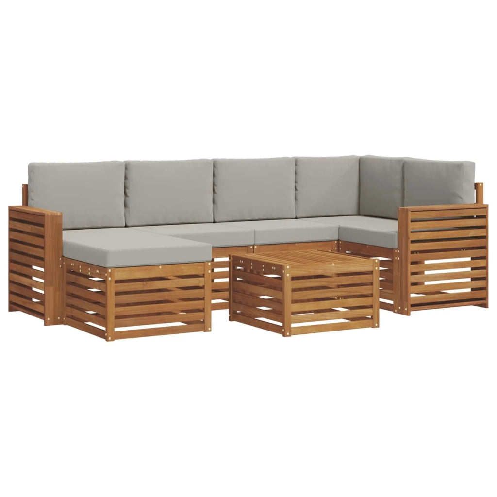 Set divano sezionale con cuscino 7 pcs Grigio Naturale e Chiaro