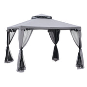 Gazebo da giardino 3x3m ¨C zephmum ¨C doppio tetto con zanzariere grigio chiaro