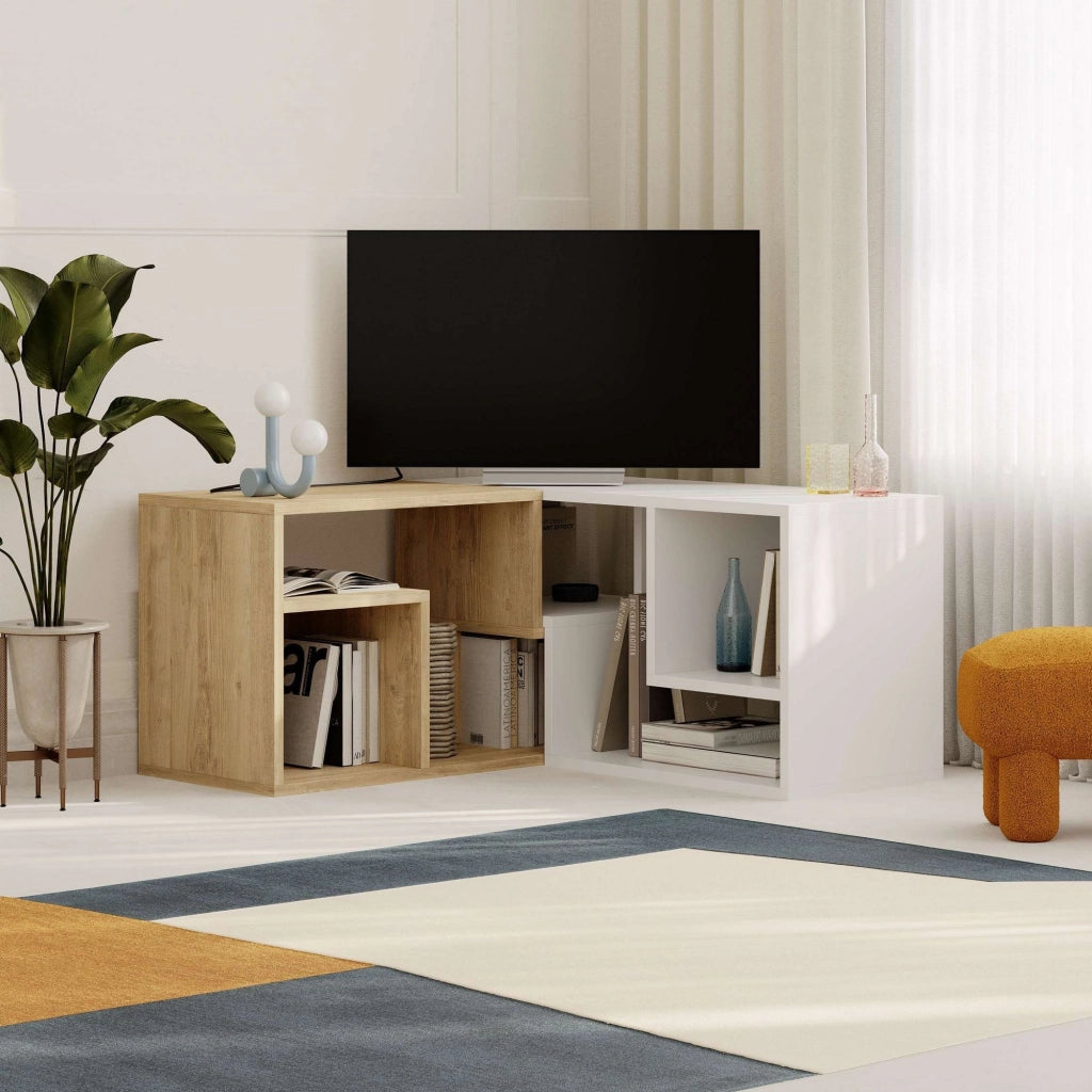 Mobile TV modulare in legno "Glis" - 145 x 35 x 44 cm - Bianco