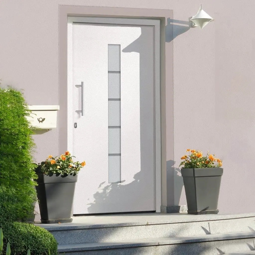 Porta d'Ingresso in Alluminio e PVC Bianco 110x210 cm 3056811