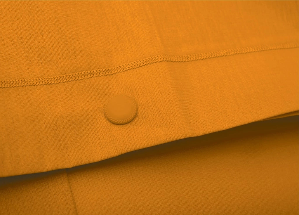 Completo Lenzuola Made In Italy In Puro Cotone Tinta Unita Varie Colorazioni - 1 Piazza e Mezza - Ocra