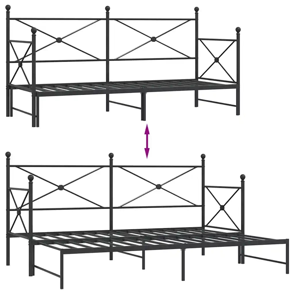 vidaXL Divano Letto Estraibile senza Materasso Nero 75x190 cm Acciaio
