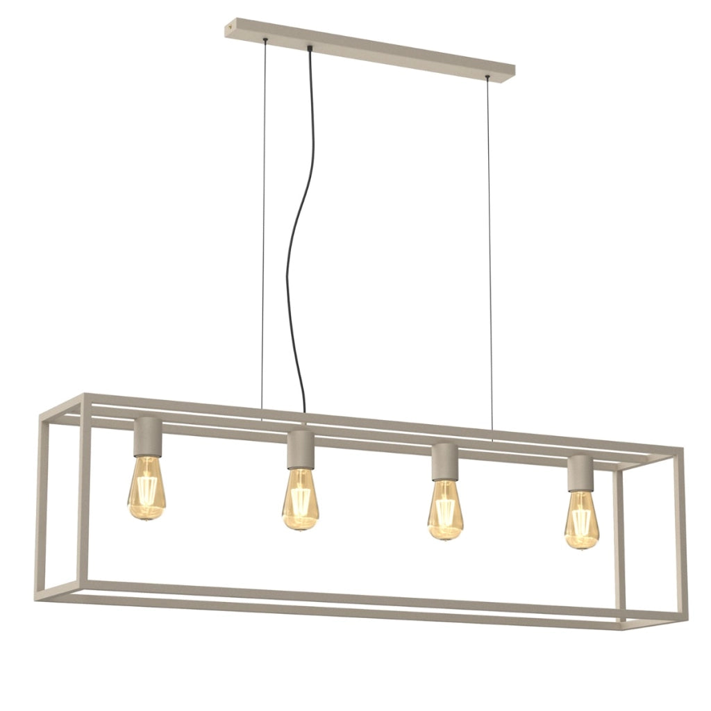 Lampada sospesa industriale geometrica Frame crema 4xE27 Luminex