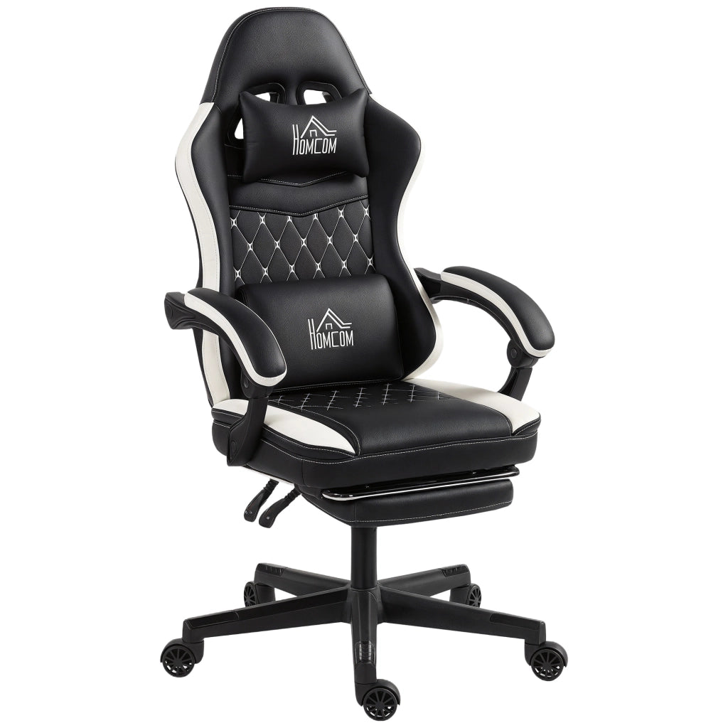 Sedia da ufficio gaming con poggiapiedi ¨C Xylo ¨C similpelle nero e bianco girevole regolabile