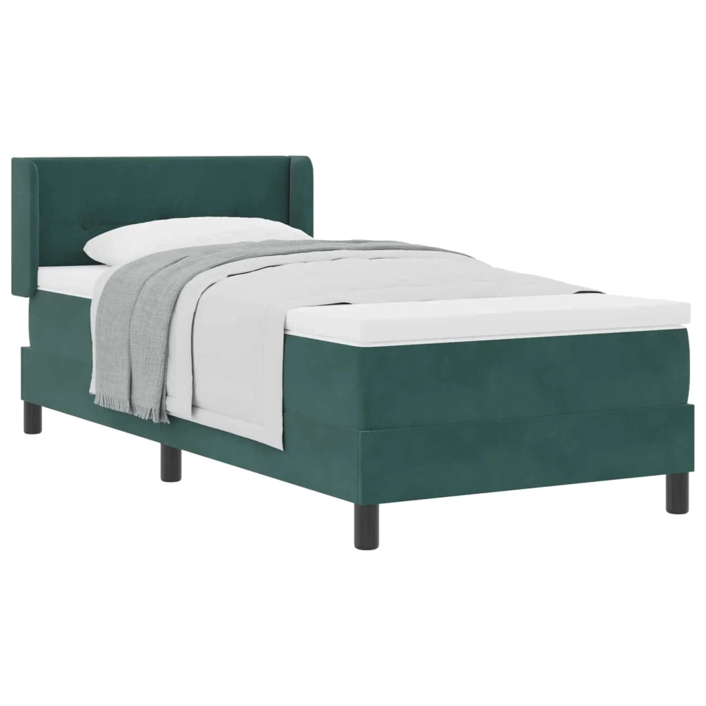 Letto a molle con materasso-Struttura Letto con Materasso Verde Scuro 200 x 90 cm Poliestere 928011