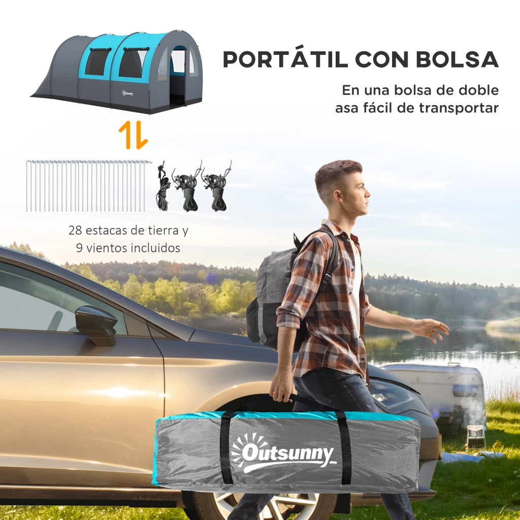 Tenda da campeggio pieghevole per 3 persone con 2 camere ¨C zephmum ¨C grigio 480x260x200 cm