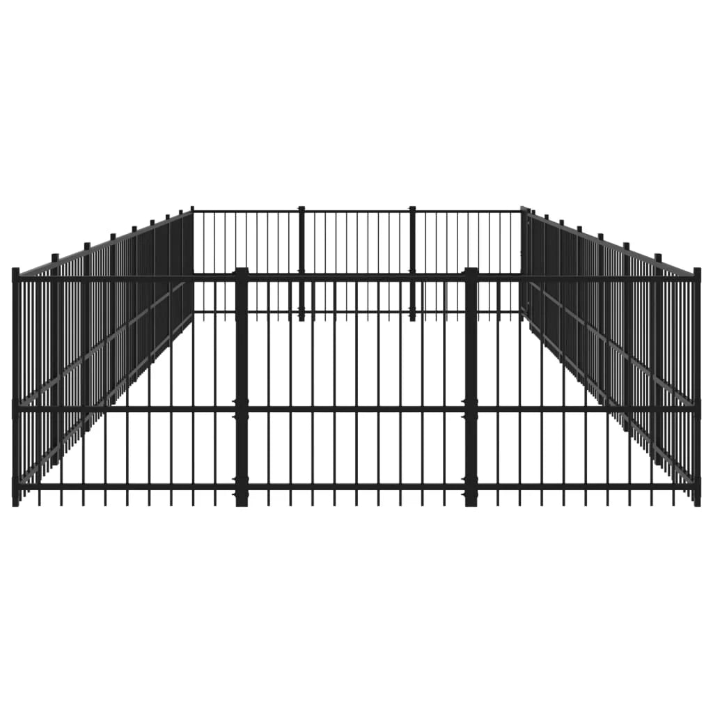 Gabbia per cuccia recinto per animali da esterno per cani in acciaio 22,58 m² nero 02_0041817