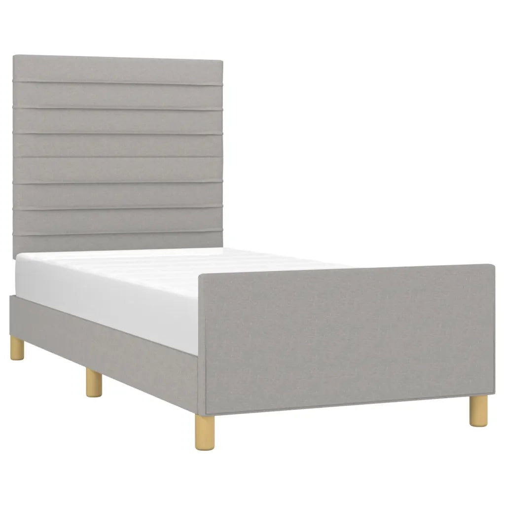 Giroletto con Testiera Grigio Chiaro 90x200 cm in Tessuto cod mxl 50418