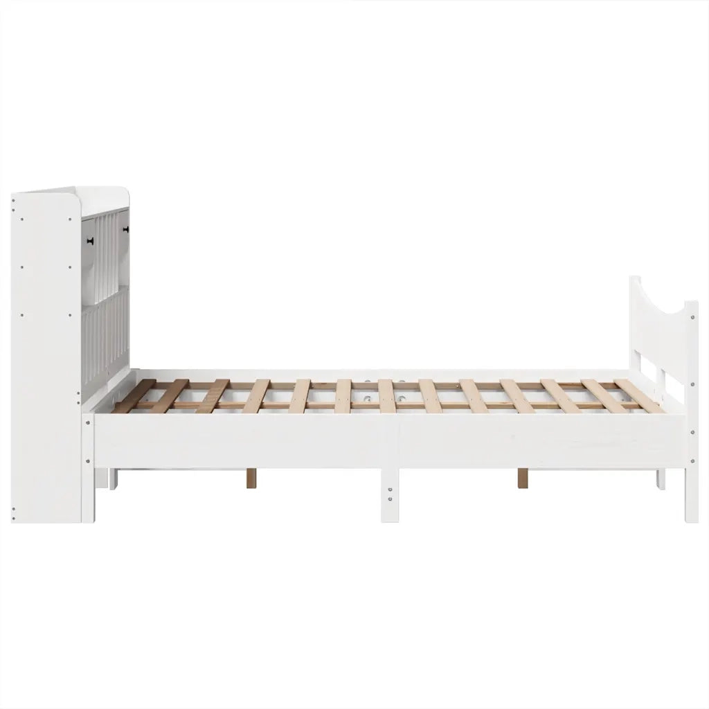 Letto senza Materasso-Struttura Letto Bianco 135x190 cm Legno Massello di Pino 518604