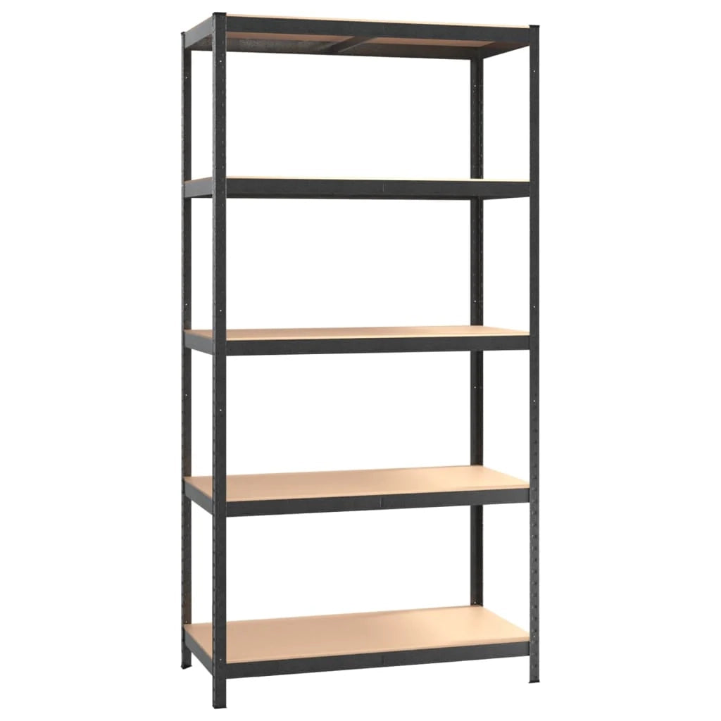 Scaffale a 5 ripiani set da 2 acciaio e legno ingegnerizzato grigio 02_0045718