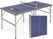 Tavolo da Ping Pong, Tavolo da Ping-Pong Pieghevole e Portatile con Rete, 2 Racchette, 3 Palline e Piedini Regolabili, Ideale per Interno ed Esterno