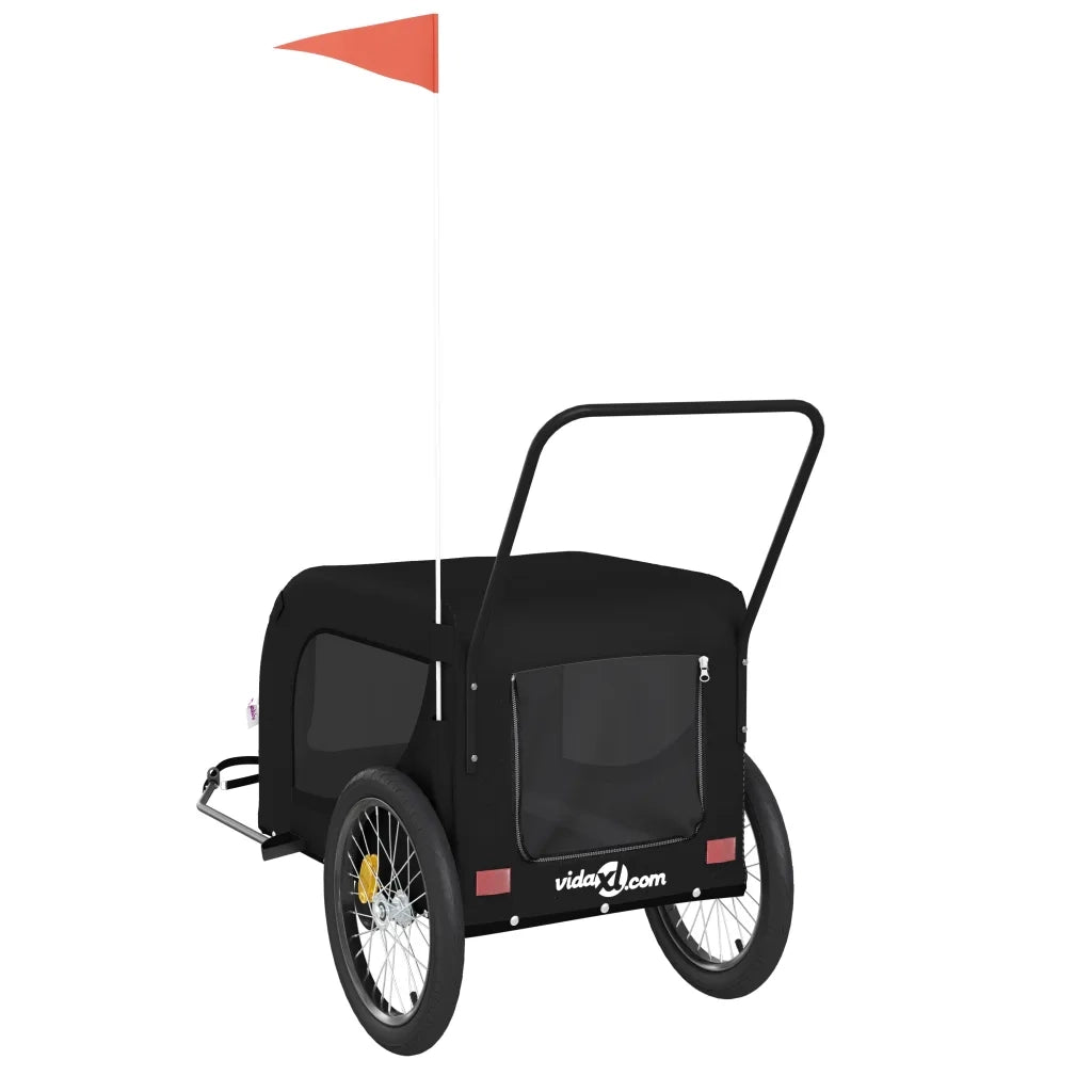 Rimorchio da Bici per Animali Nero Oxford e Ferro CFW2605195